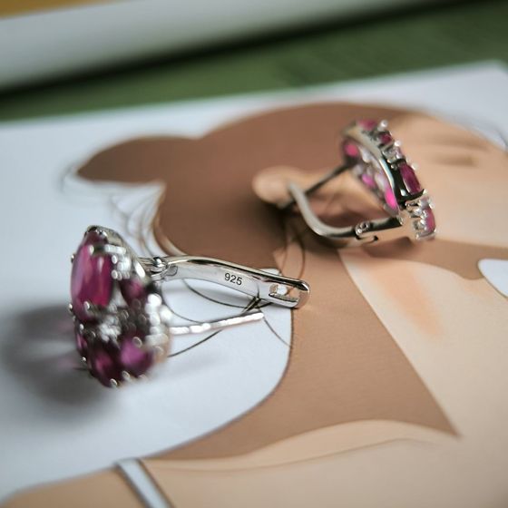 Серебряные серьги с рубином 8.85ct