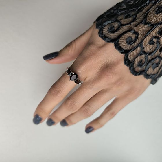 Серебряное кольцо с раухтопазом (дымчатым кварцем) 1.949ct, фианитами