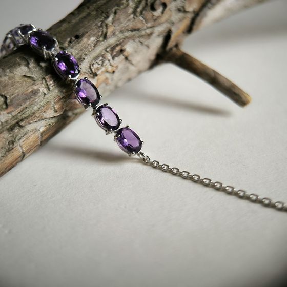 Серебряный браслет с аметистом