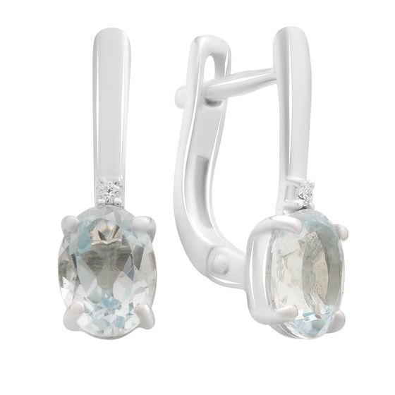 Серебряные серьги с топазом 1.874ct, фианитами
