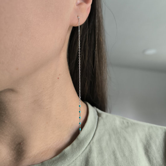 Серебряные серьги с емаллю