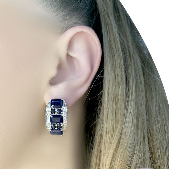 Серебряные серьги с сапфиром 9.537ct