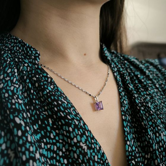 Серебряная подвеска с аметистом 1.738ct