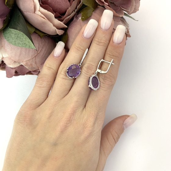 Серебряные серьги с александритом