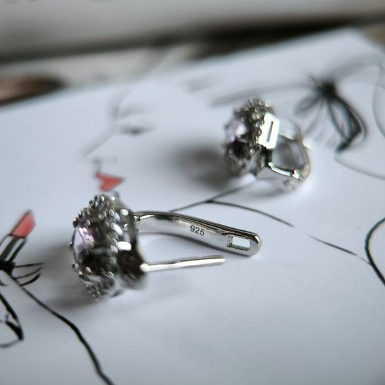 Серебряные серьги с аметистом 2.998ct