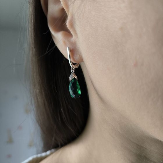 Серебряные серьги с изумрудом nano 8.565ct