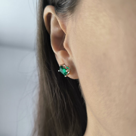 Серебряные серьги с изумрудом nano 1.7ct