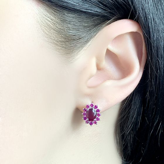 Серебряные серьги с рубином 3.695ct