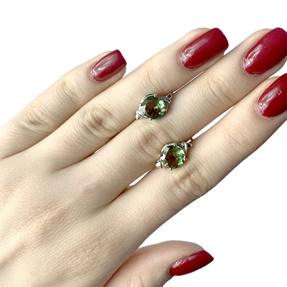 Серебряные серьги с султанитом 3.5ct