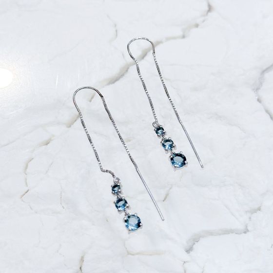 Серебряные серьги с топазом Лондон Блю 1.333ct