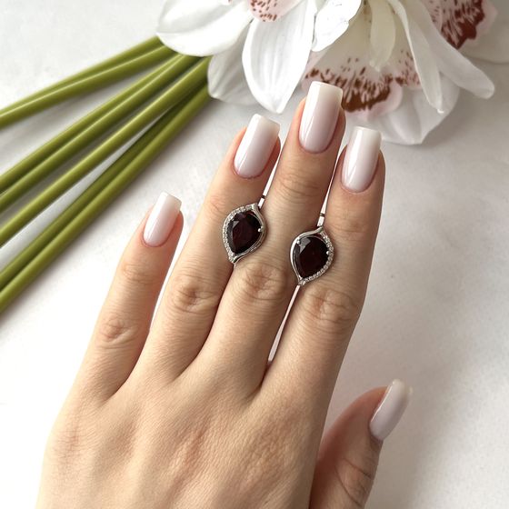 Серебряные серьги с гранатом 6.54ct