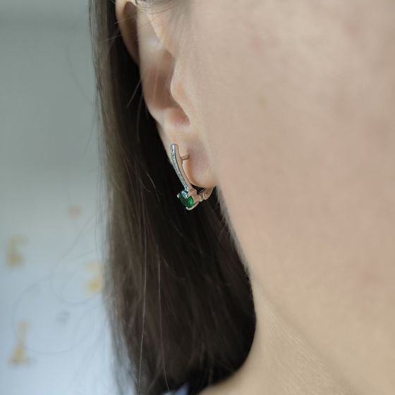 Серебряные серьги с изумрудом nano 0.969ct