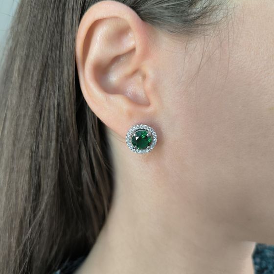 Серебряные серьги с изумрудом nano 3.982ct
