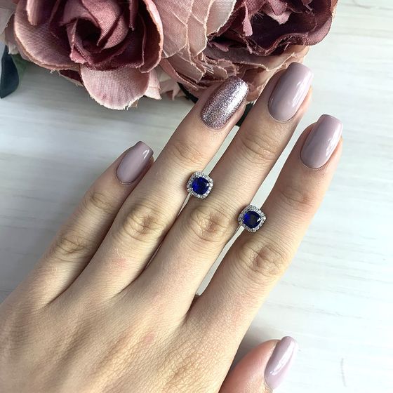 Серебряные серьги с сапфиром nano 1.2ct