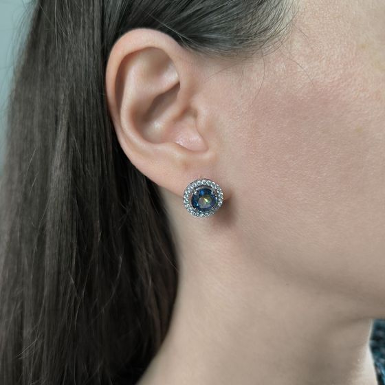 Серебряные серьги с мистик топазом 4.666ct