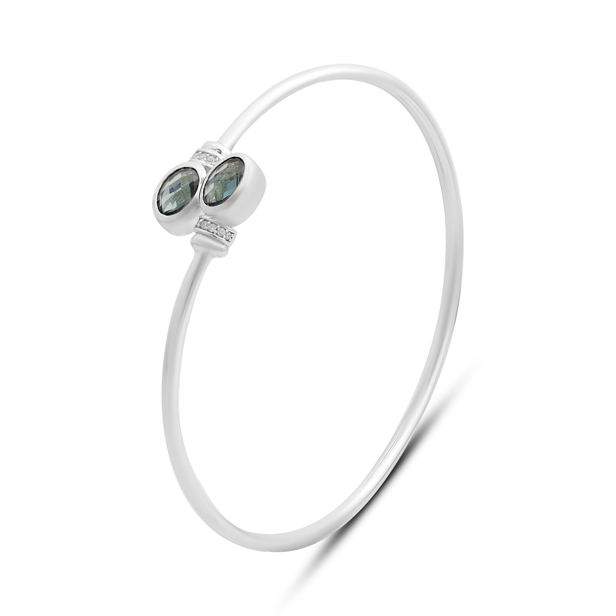 Серебряный браслет с топазом Лондон Блю 1.971ct, фианитами