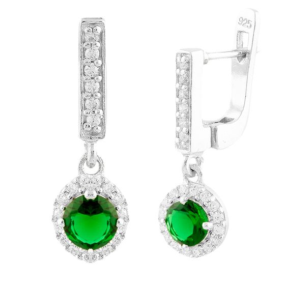 Серебряные серьги с изумрудом nano 1.45ct