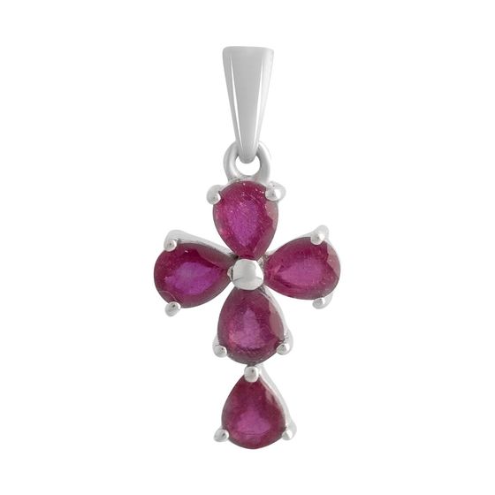 Серебряный крестик с рубином 2.26ct
