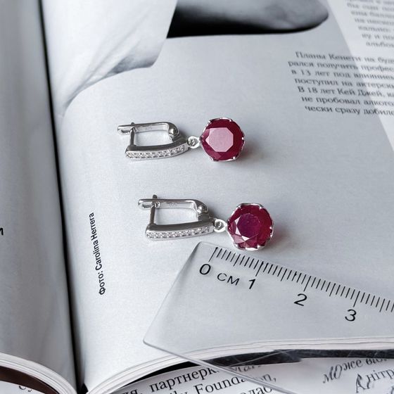 Серебряные серьги с рубином 8.2ct