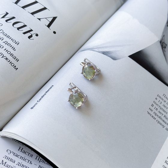 Серебряные серьги с султанитом 5.465ct
