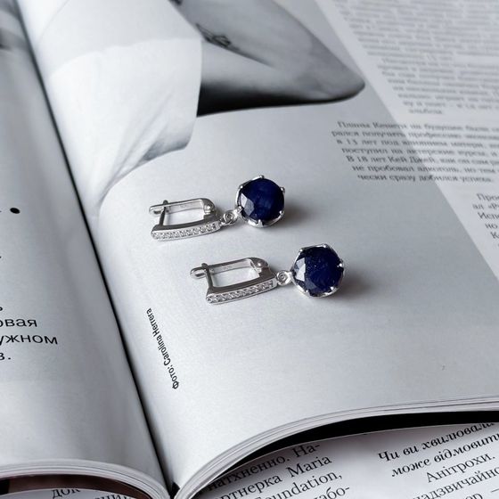 Серебряные серьги с сапфиром 8.185ct