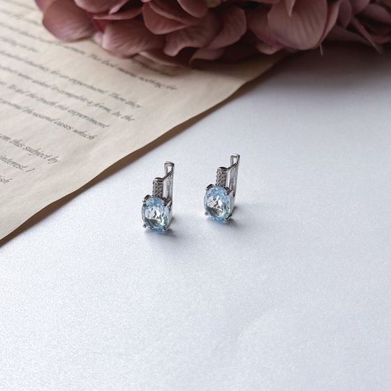 Серебряные серьги с топазом 6.188ct