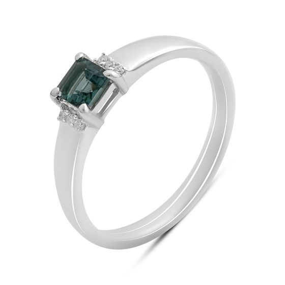 Серебряное кольцо с топазом Лондон Блю 0.369ct, фианитами