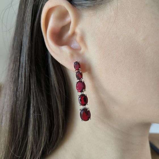 Серебряные серьги с гранатом 12.975ct