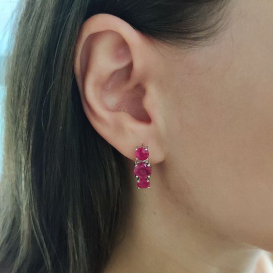Серебряные серьги с рубином 3.63ct