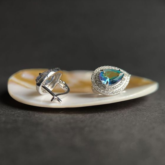 Серебряные серьги с мистик топазом 3.726ct
