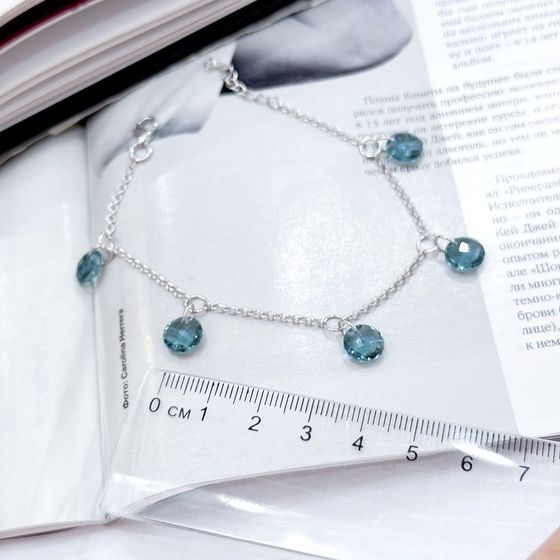 Серебряный браслет с топазом Лондон Блю 8.532ct