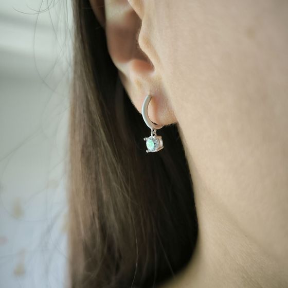 Серебряные серьги с фианитами, емаллю