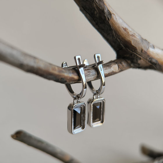 Серебряные серьги с раухтопазом (дымчатым кварцем) 3.62ct