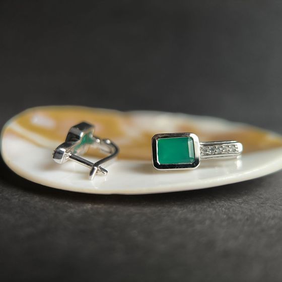 Серебряные серьги с агатом 1.902ct