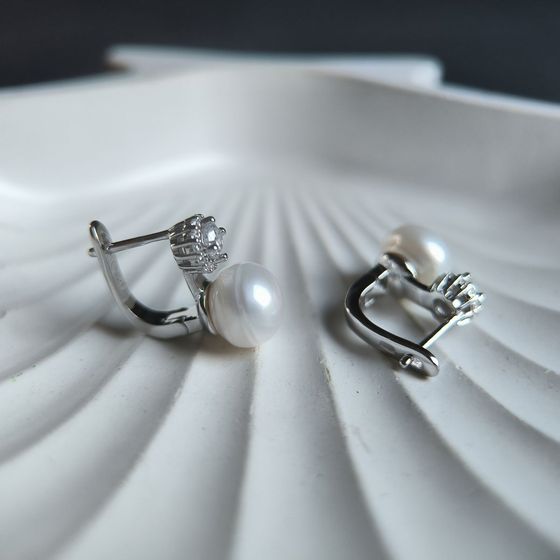 Серебряные серьги с жемчугом