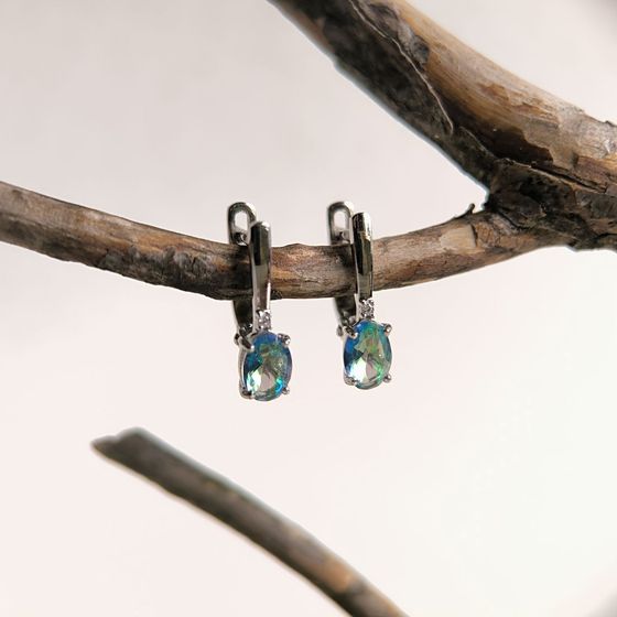 Серебряные серьги с мистик топазом 1.155ct