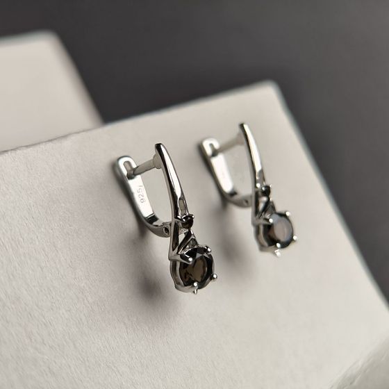 Серебряные серьги с раухтопазом (дымчатым кварцем) 1.617ct