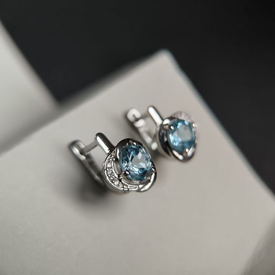 Серебряные серьги с топазом 3.197ct