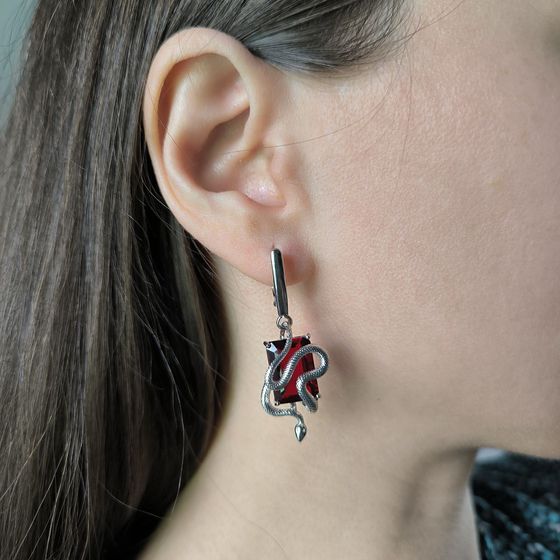 Серебряные серьги с гранатом 11.417ct