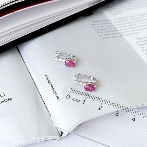 Серебряные серьги с рубином 2.04ct