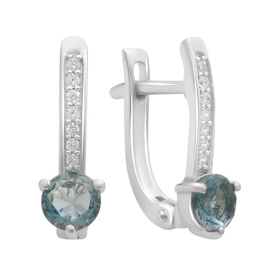 Серебряные серьги с топазом Лондон Блю 1.025ct