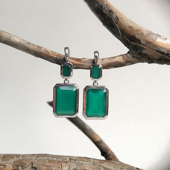 Серебряные серьги с агатом 13.205ct