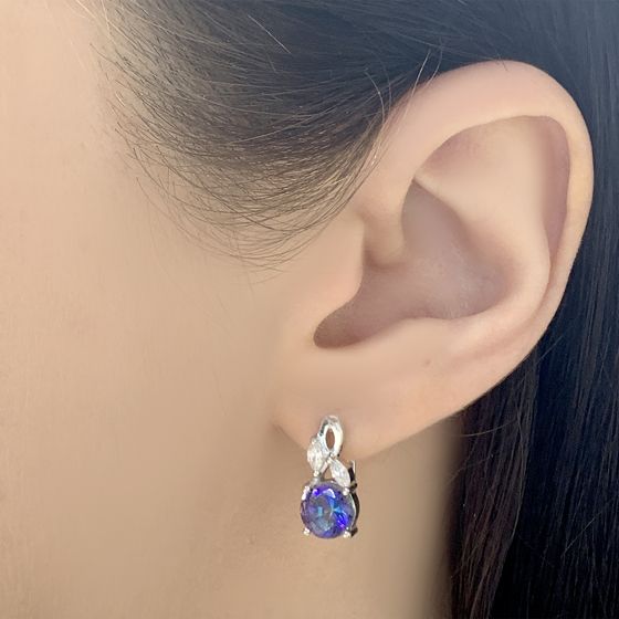 Серебряные серьги с мистик топазом 2.422ct, фианитами