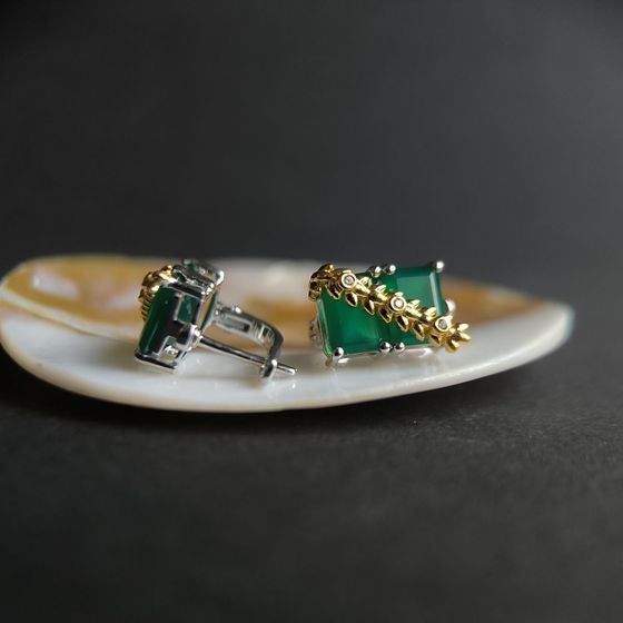 Серебряные серьги с агатом