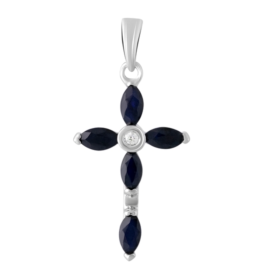 Серебряный крестик с сапфиром 1.51ct