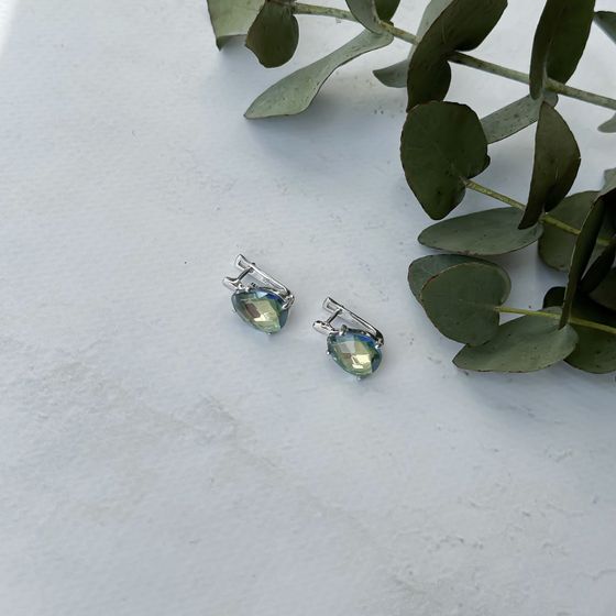 Серебряные серьги с мистик топазом 5.145ct