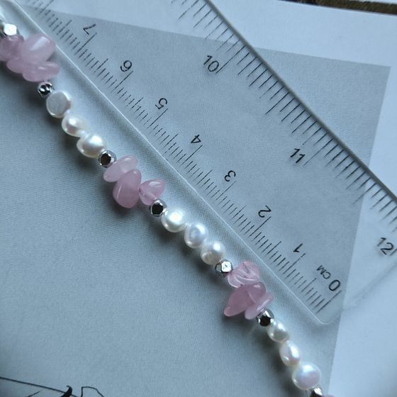 Серебряное колье с жемчугом барочным, кварцем