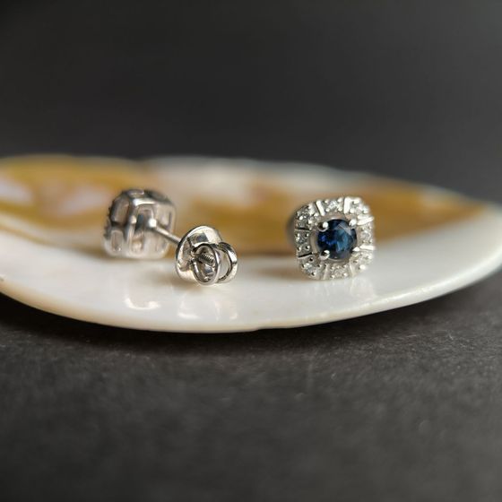 Серебряные серьги с сапфиром nano 0.64ct