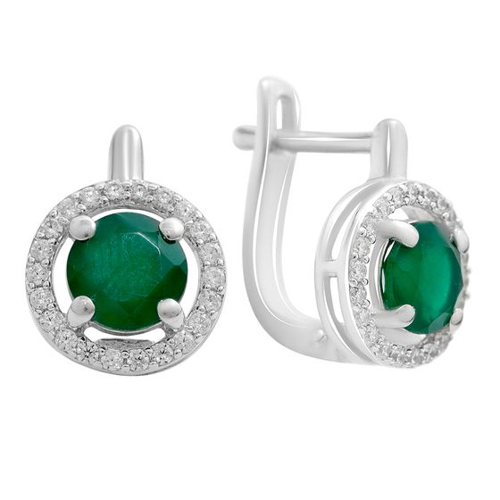 Серебряные серьги с агатом 1.934ct, фианитами