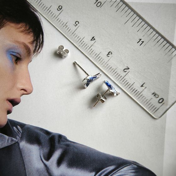 Серебряные серьги с емаллю